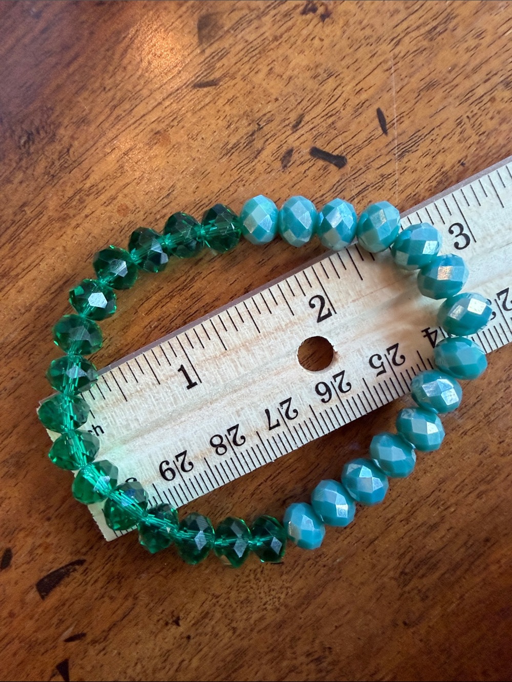 Two-Tone Green Faceted Beaded Stretch Bracelet